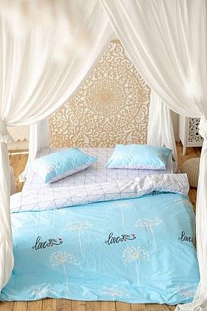 Комплект постельного белья Prestige Gold Love бело-голубой евро SKL29-250676 Киев - изображение 1