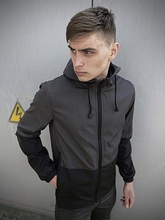 Мужская весенняя куртка серо-черная SoftShell Light SKL59-259496 Киев - изображение 1