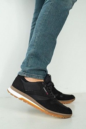 Мужские кроссовки кожаные весна/осень черные Multi-shoes RBK Мелитополь - изображение 1