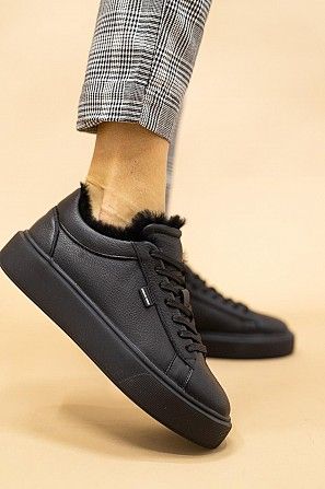 Женские кеды кожаные зимние черные Favi 0117/3 Black Мелитополь - изображение 1
