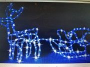 Новогодняя гирлянда Олень с санями 130Х43Х22 см. Голубой цвет Херсон