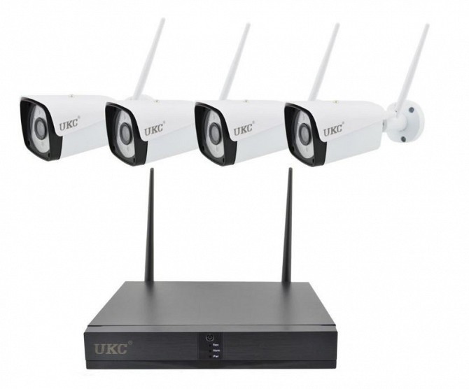 Комплект видеонаблюдения беспроводной DVR KIT CAD Full HD UKC 8004/6673 Wi-Fi 4ch набор на 4 камеры Київ - изображение 1