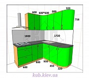 Дизайнерская Готовая кухня "Лайм" МДФ пленка фасады Київ