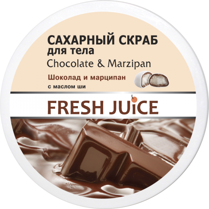 Fresh Juice. Сахарный скраб для тела. Шоколад и марципан с маслом ши 225 мл Житомир - изображение 1