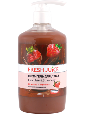 Fresh Juice. Крем-гель для душа. Шоколад и клубника 750 мл Житомир - изображение 1