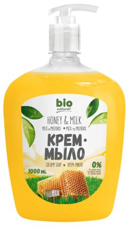 BIO Naturell. Крем-мыло. Мед с молоком 1000 мл с дозатором Житомир - изображение 1