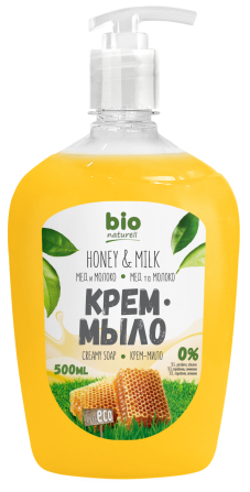 BIO Naturell. Крем-мыло. Мед с молоком 500 мл с дозатором Житомир - изображение 1