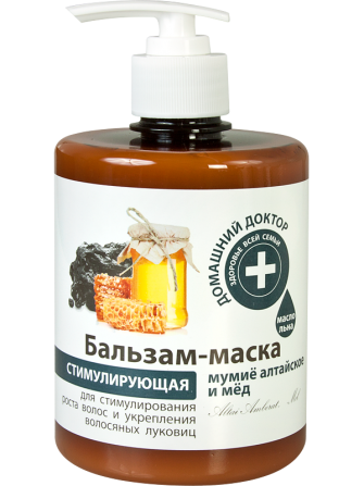Домашний доктор. Бальзам-маска Мумие алтайское и мед. Стимулирующая 500 мл Житомир - изображение 1