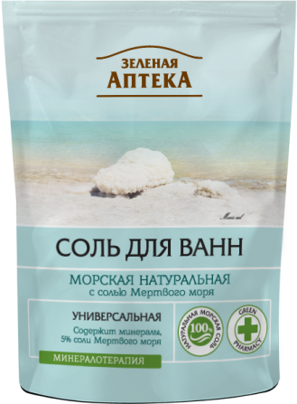 Зеленая аптека. Соль для ванн. Морская натуральная. Дой-пак 500 г Житомир - изображение 1