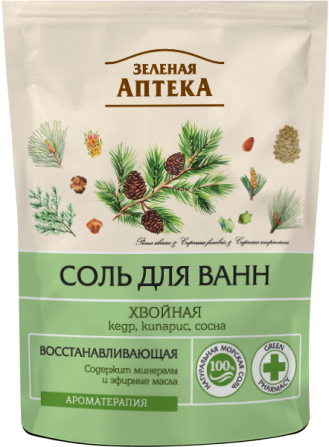 Зеленая аптека. Соль для ванн. Хвойная. Дой-пак 500 г Житомир - изображение 1