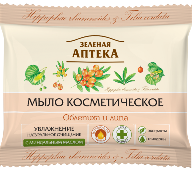 Зеленая аптека. Мыло косметическое. Облепиха и липа 75 г Житомир - изображение 1