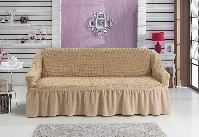 Чехол на диван с юбкой Апельсиновый Home Collection Evibu Турция 50062 Бежевый Житомир - изображение 1
