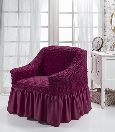 Чехол на кресло с юбкой Баклажановый Home Collection Evibu Турция 50126 Житомир - изображение 1