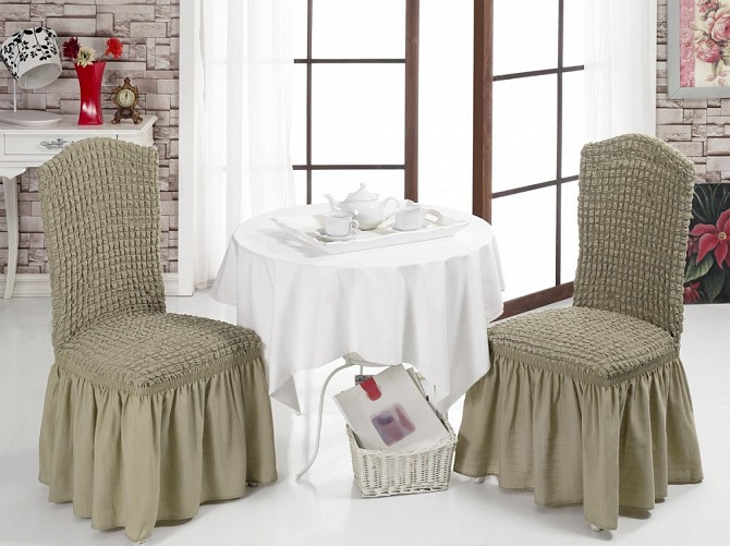 Чехол на стул с юбкой Бежевый Home Collection Evibu Турция 50064 Житомир - изображение 1