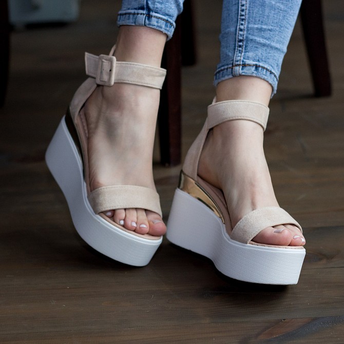 Женские босоножки Fashion Babee 2754 38 размер 24,5 см Бежевый Житомир - изображение 1