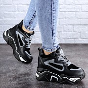 Женские стильные кроссовки на танкетке Fashion Bonnie 2060 36 размер 23 см Черный Житомир