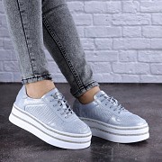 Женские кожаные сникеры Fashion Erly 1709 39 размер 24,5 см Голубой Житомир