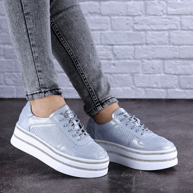 Женские кожаные сникеры Fashion Erly 1709 39 размер 24,5 см Голубой Житомир - изображение 1