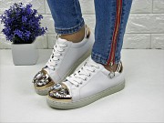 Женские стильные кеды с камнями Fashion Dominique 1013 37 размер 23,5 см Белый Житомир