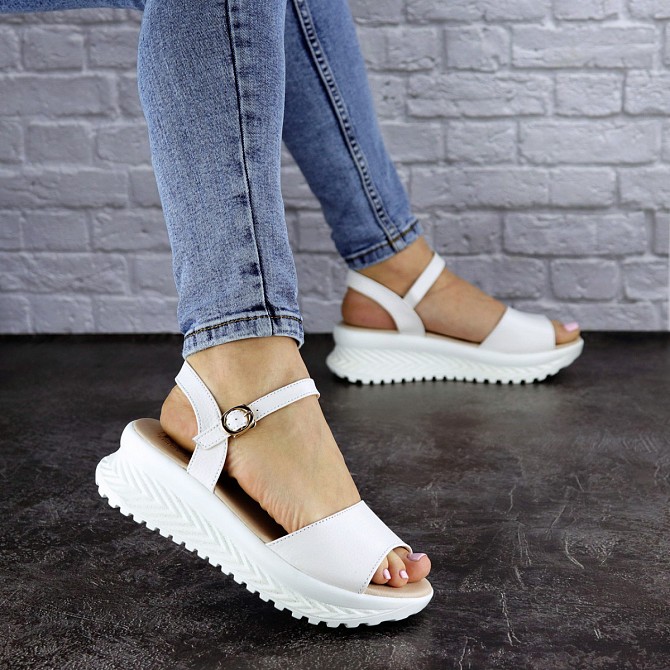 Женские сандалии кожаные Fashion Nux 1813 39 размер 25 см Белый Житомир - изображение 1