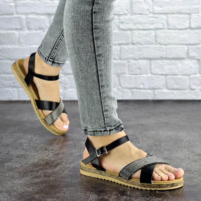 Женские стильные сандалии Fashion Elen 1051 38 размер 24 см Черный Житомир - изображение 1