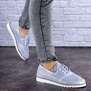 Женские кожаные туфли Fashion Niky 1726 36 размер 23 см Голубой Житомир