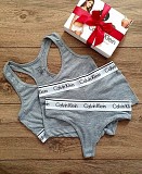 Набор женский calvin klein тройка 3в1 ( стринги + топ + шорты) / кельвин кляйн серый Киев