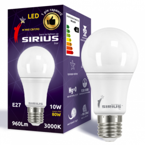 LED лампа Sirius 1-LS-3101 А60 10W-3000K-E27 Винница - изображение 1