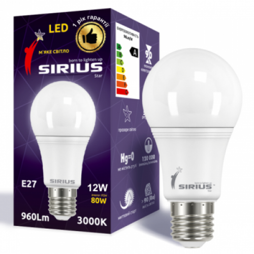 LED лампа Sirius 1-LS-3103 А60 12W-3000K-E27 Винница - изображение 1