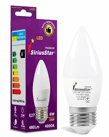 LED лампа Sirius 1-LS-3206 С37 6W-4000K-E27 Винница - изображение 1