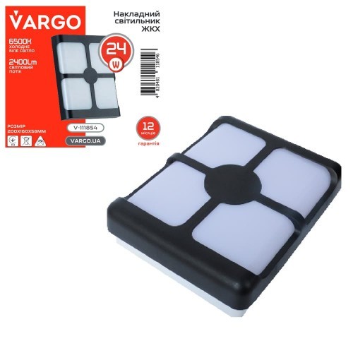 Светодиодный светильник VARGO ЖКХ 24W 6500K 2400lm IP54 AC165-265V прямоугольный Винница - изображение 1