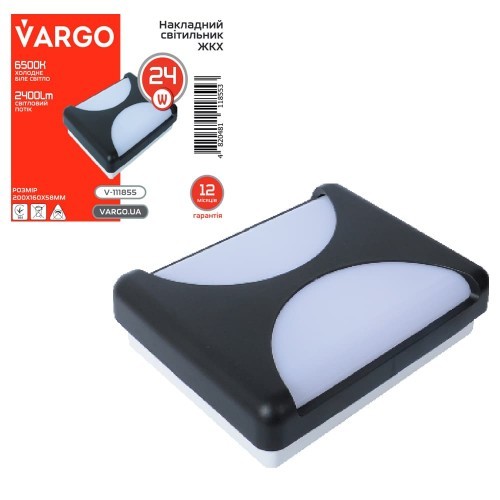 Светодиодный светильник VARGO ЖКХ 24W 6500K 2400lm IP54 AC165-265V прямоугольный Винница - изображение 1