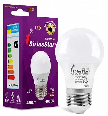 LED лампа Sirius 1-LS-3408 G45 6W-4000K-E27 Винница - изображение 1