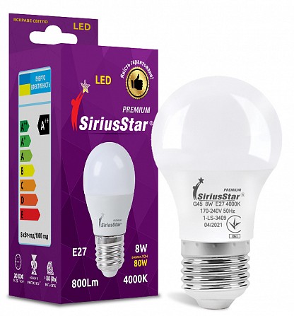 LED лампа Sirius 1-LS-3409 G45 8W-4000K-E27 Винница - изображение 1