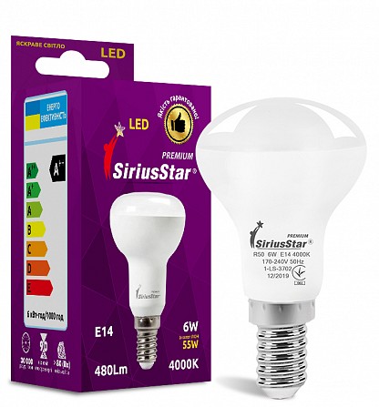 LED лампа Sirius 1-LS-3702 R50 6W-4000K-E14 Винница - изображение 1