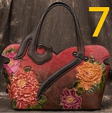 Кожаная сумка ручной работы натуральной кожи с тиснением пионов №7 Киев