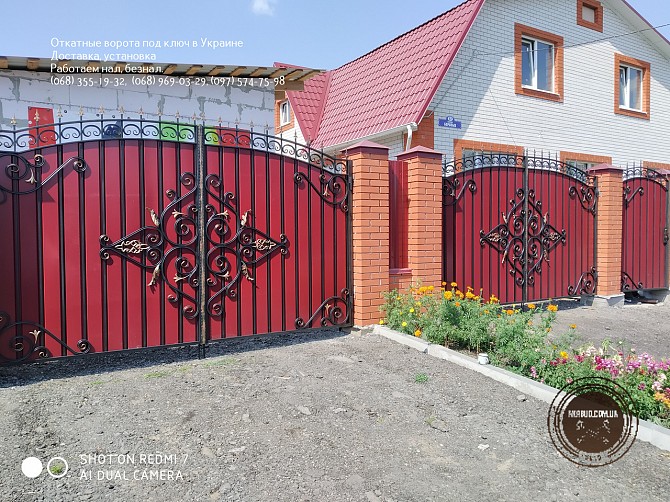 Металлические распашные ворота Одесса - изображение 1