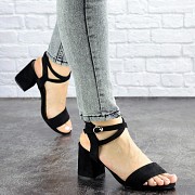 Женские босоножки на каблуке Fashion Bayou 1641 36 размер 23,5 см Черный Киев