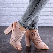 Женские босоножки на каблуке Fashion Mildred 1720 39 размер 25 см Бежевый Киев