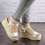 Женские стильные босоножки на платформе Fashion Kyle 1206 38 размер 24,5 см Серебро Киев