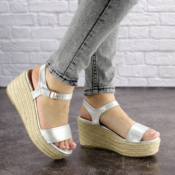 Женские стильные босоножки на платформе Fashion Kyle 1206 38 размер 24,5 см Серебро Киев - изображение 1