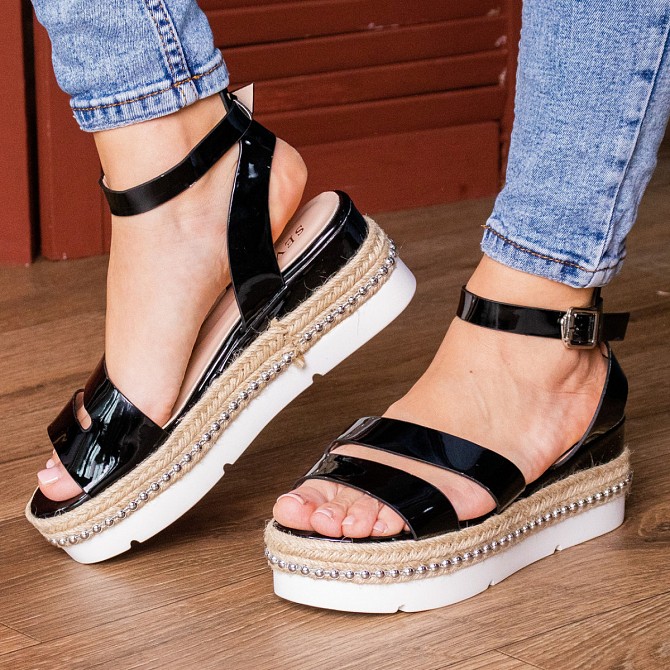 Женские стильные сандалии на танкетке Fashion Pepita 1043 40 размер 25,5 см Черный Киев - изображение 1