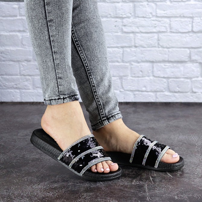Женские шлепки Fashion Brutus 1744 36 размер 22,5 см Черный Киев - изображение 1