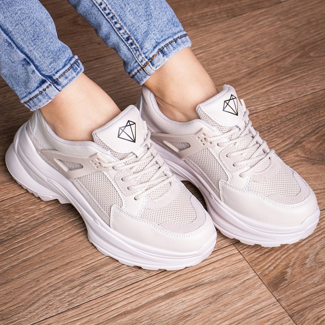 Кроссовки женские Fashion Alex 2977 37 размер 24 см Бежевый Киев - изображение 1
