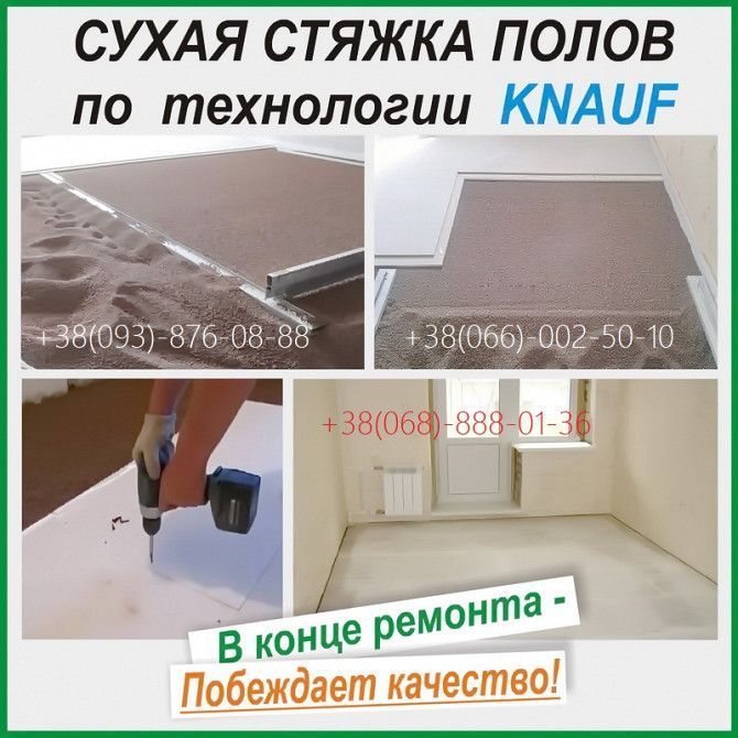 Машинная стяжка пола. Полусухая стяжка пола от 110 грн/м2. Київ - изображение 1