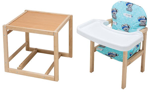 Стульчик- трансформер Babyroom Пони-230 eko без лака пластиковая столешница бирюзовая (it's a boy) Днепр - изображение 1
