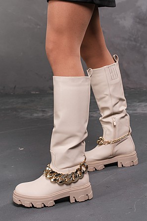 Сапоги женские Fashion Deputy 3365 40 размер 25,5 см Бежевый Киев - изображение 1