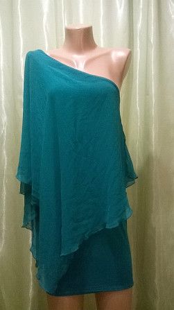 Зеленое платье на одно плечо Zara 043 Ладыжин - изображение 1