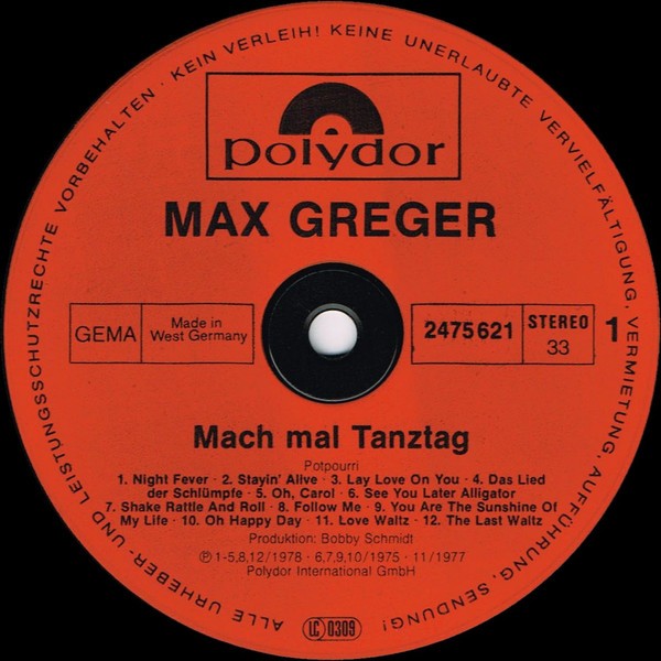 Виниловая пластинка Max Greger – Mach Mal Tanztag Винница - изображение 1
