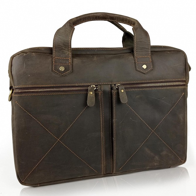 Вінтажна сумка для ноутбука коричнева Tiding Bag D4-012R Київ - изображение 1